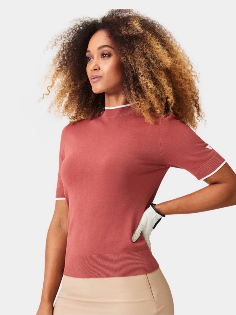 Macade Golf Air Mock Neck Top WOMENS Medium Performance Stretch Blush Pink